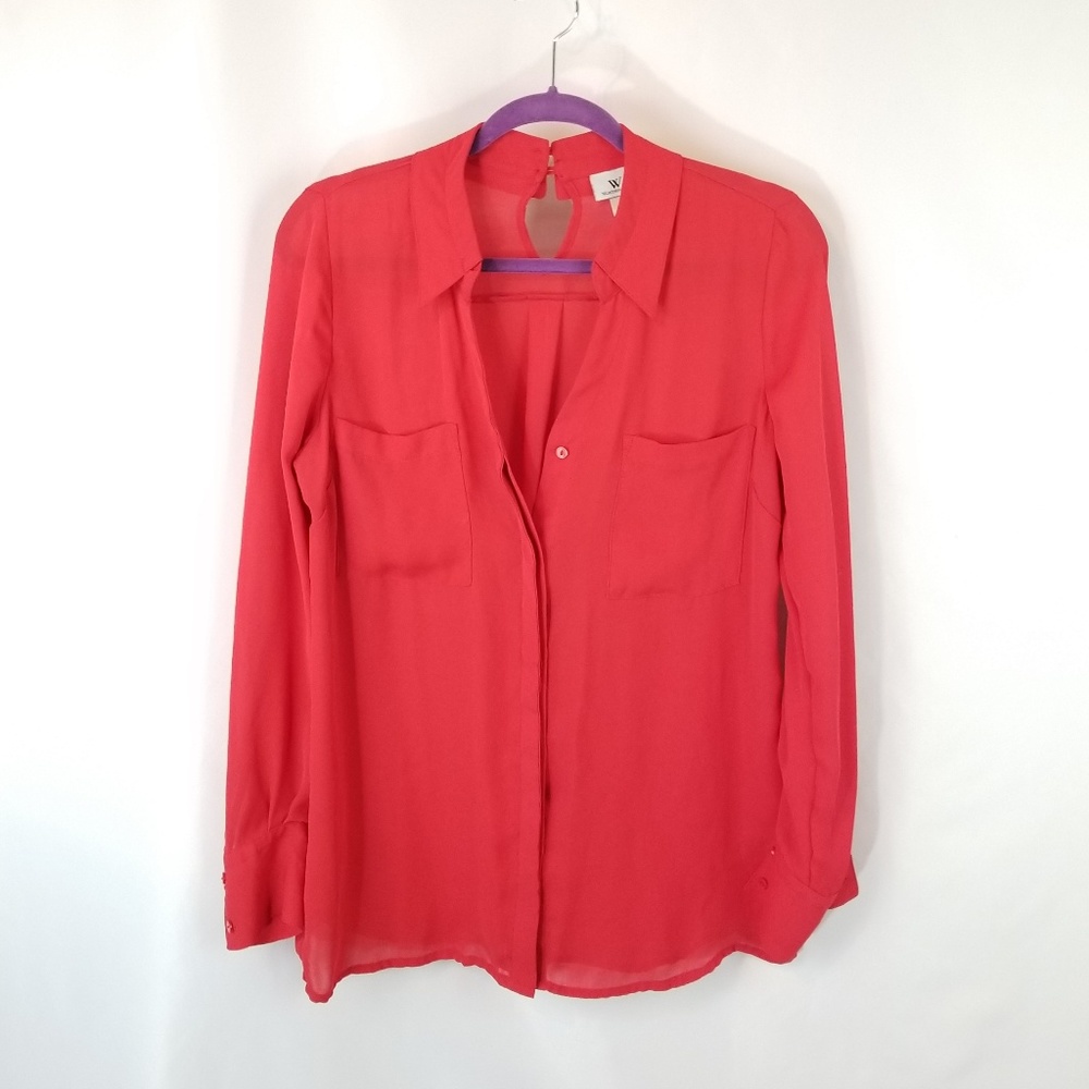 ❤ Worthington Sheer Long Sleeve Top